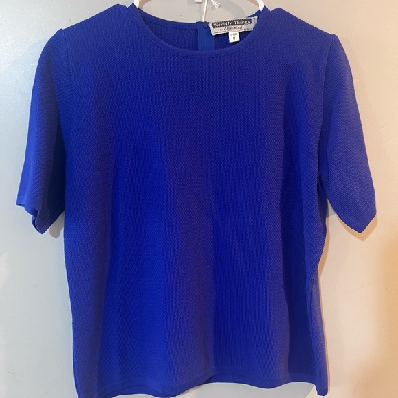 Sweaters - Beautiful Colbalt Blue vintage cardigan set size 8 (medium) with stretch.